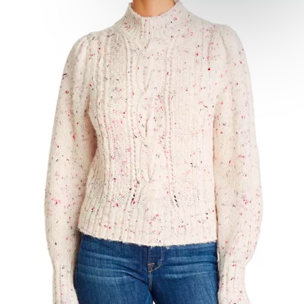 Rebecca Taylor Anthropologie Cable-Knit Sweater Alpaca Wool Mock Turtleneck XS